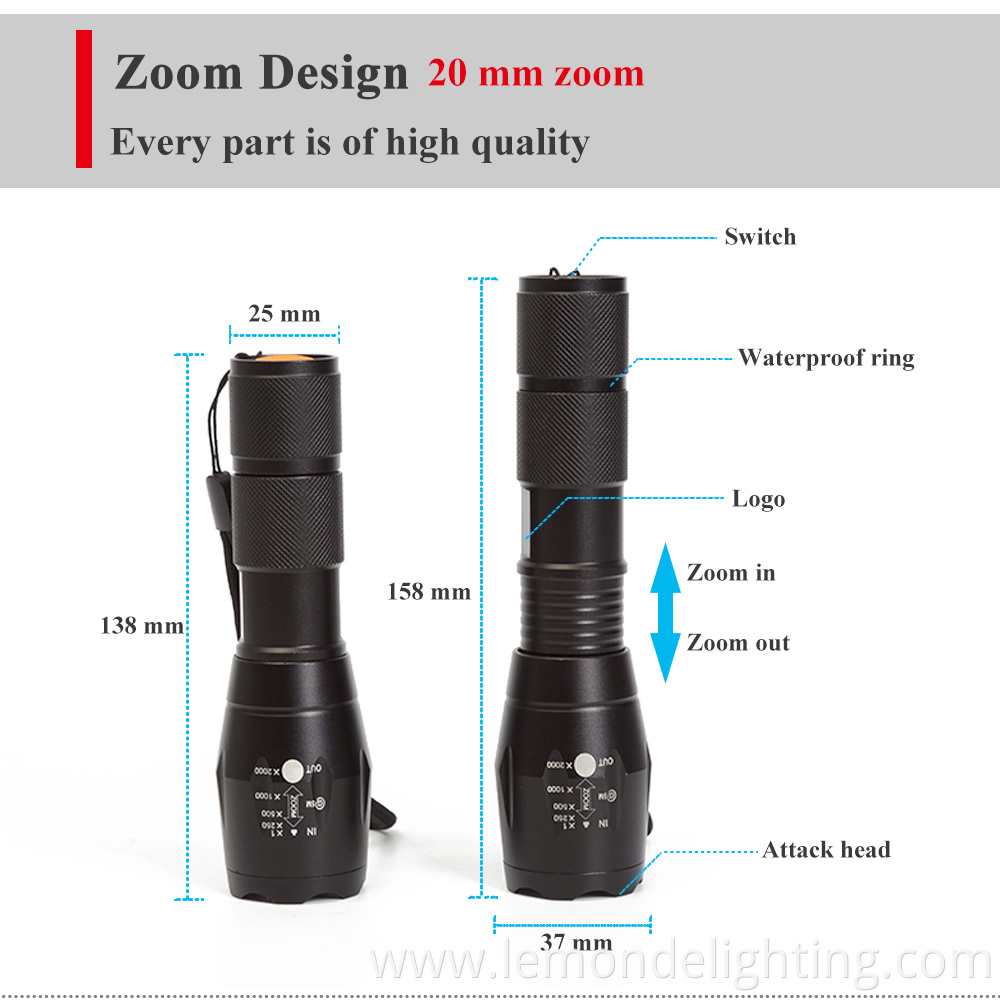  Variable focus camping flashlight